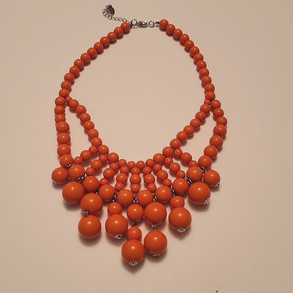 Orange Multi Layer Bib Necklace By Simple Addiction